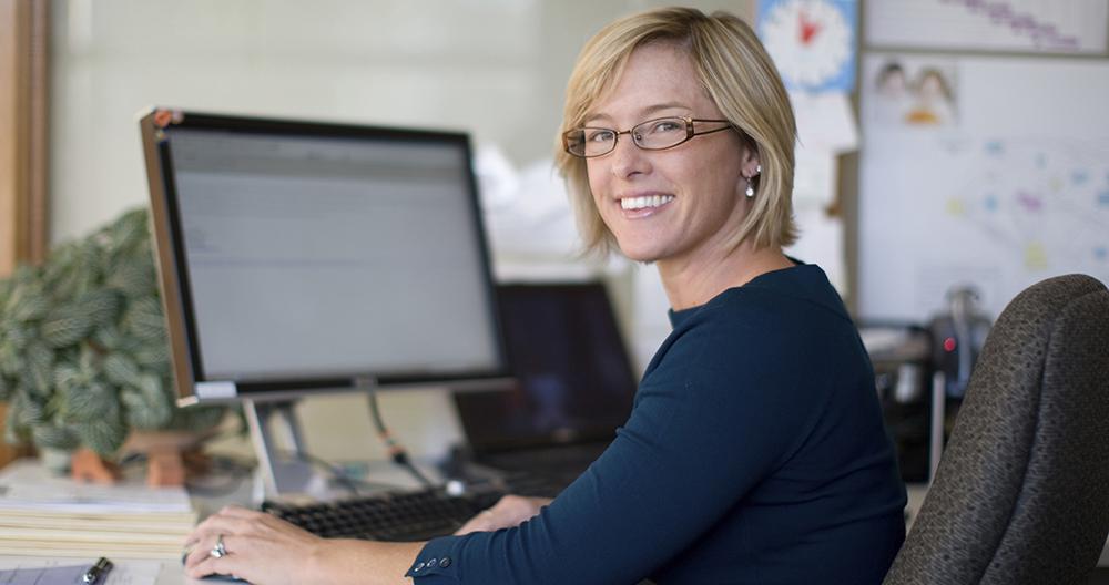 Worker at computer